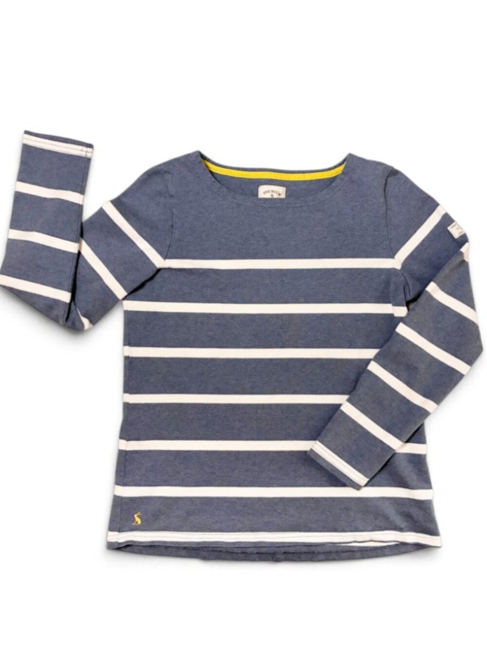 Joules Harbour Long Sleeve Striped Boat Neck Breton Cotton Top - 8 - Blue/White
